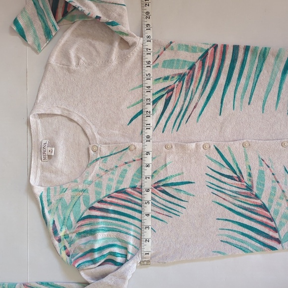 Merona Tropical Palm Leaf Print Heathered Button Up Cardigan Sweater MEDIUM Tan - Picture 12 of 15